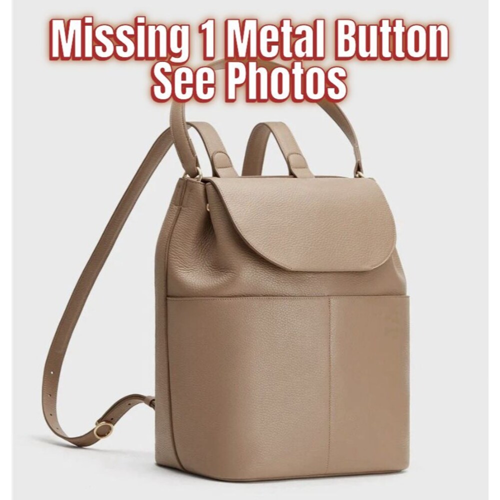 Cuyana Women’s Leather Backpack 13-inc - Cappuccino Missing 1 Metal Button See